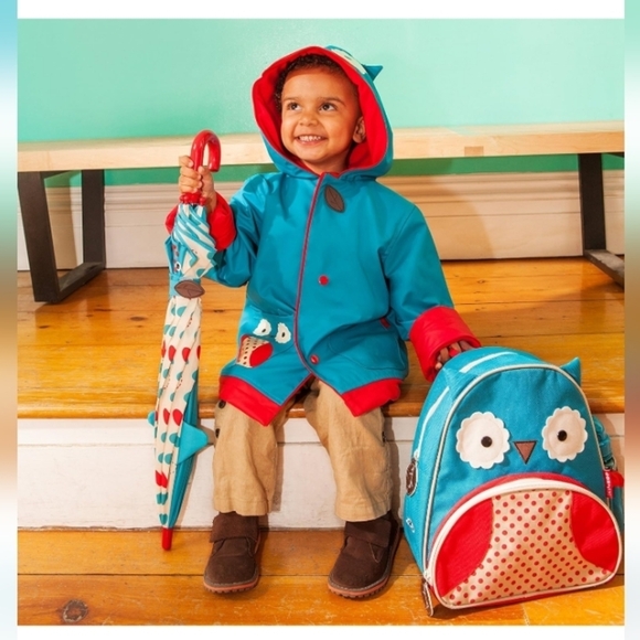 Skip Hop Zoo Little Kid-Toddler Hooded Raincoat for Girls, Owl, Blue. Si… - Picture 3 of 16